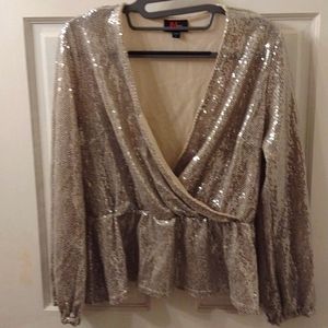 Beautiful shiny silver sequin peplum top